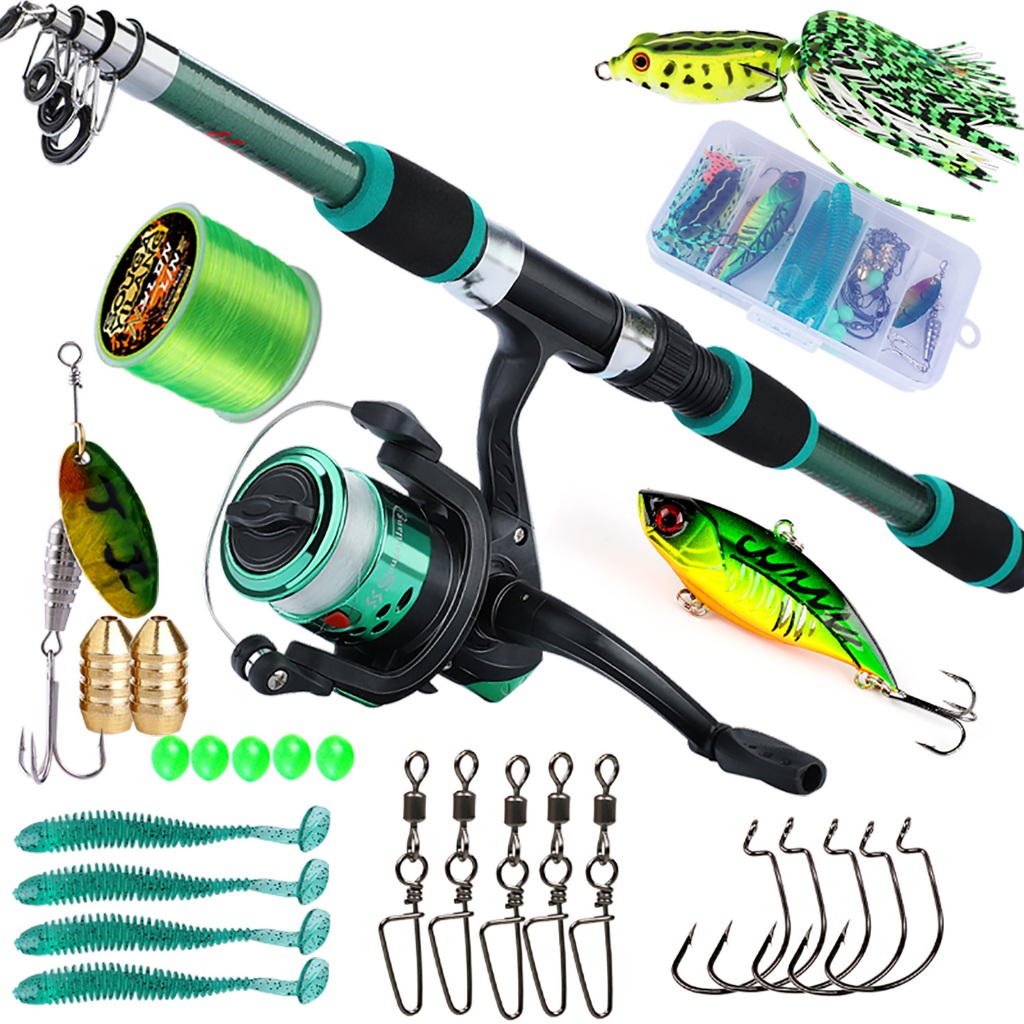 Sougayilang 1.8M Joran Pancing Set 5.2:1 Gear Ratio Reel Pancing Spinning Fishing Reel Combo