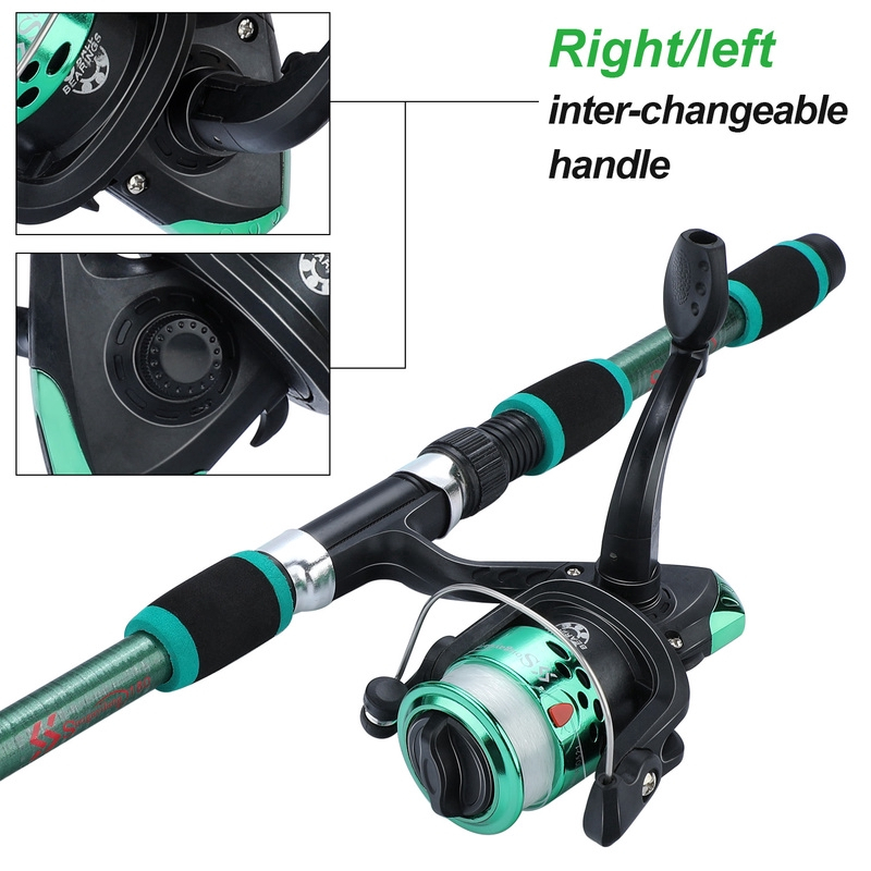 Sougayilang 1.8M Joran Pancing Set 5.2:1 Gear Ratio Reel Pancing Spinning Fishing Reel Combo