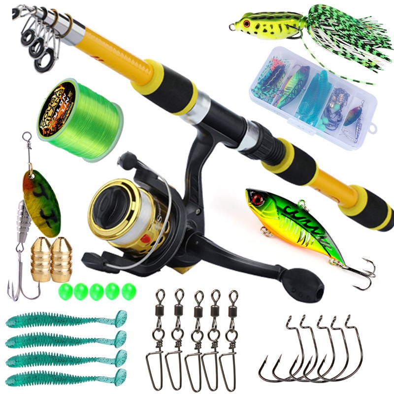 Sougayilang 1.8M Joran Pancing Set 5.2:1 Gear Ratio Reel Pancing Spinning Fishing Reel Combo