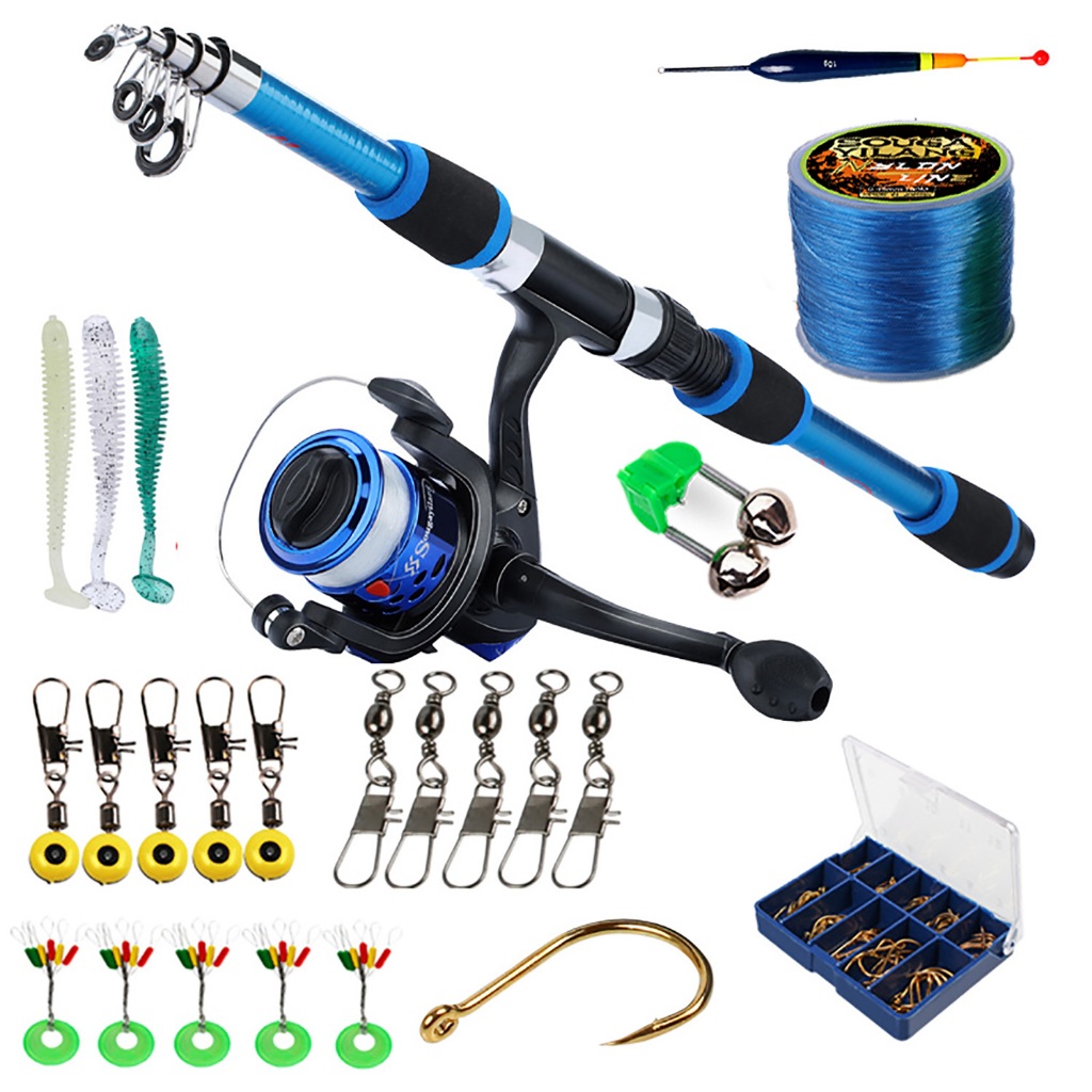 Sougayilang 1.8M Joran Pancing Set 5.2:1 Gear Ratio Reel Pancing Spinning Fishing Reel Combo