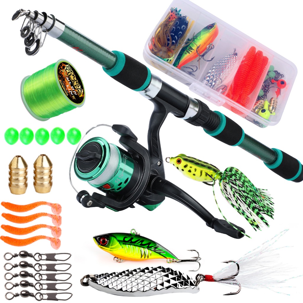 Sougayilang 1.8M Joran Pancing Set 5.2:1 Gear Ratio Reel Pancing Spinning Fishing Reel Combo
