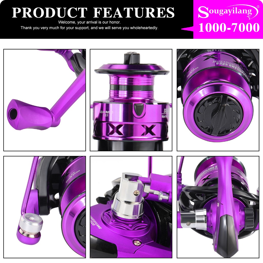 Sougayilang 1000-7000 Series Fishing Reel Reel memancing 5.2:1 Gear Ratio Max Drag 13kg High Quality Spinning Fishing Reel